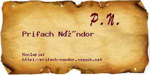 Prifach Nándor névjegykártya